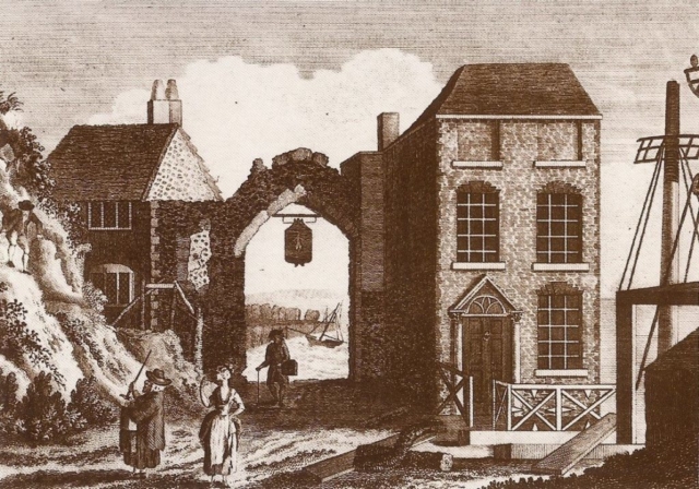 York Gate about 1785 York Gate House, York Gate, and White's Wharf in 1789. The shipbuilding yards of the famous shipwrights George Culmer and John White were here as early as 1495. It was Richard Culmer who established the ship building industry and his son George who in 1538, built Harbour Street and the Pier and in 1540 the York gate to defend them. The gate was not named until 1797, when it was titled in honour of the Duke of York.